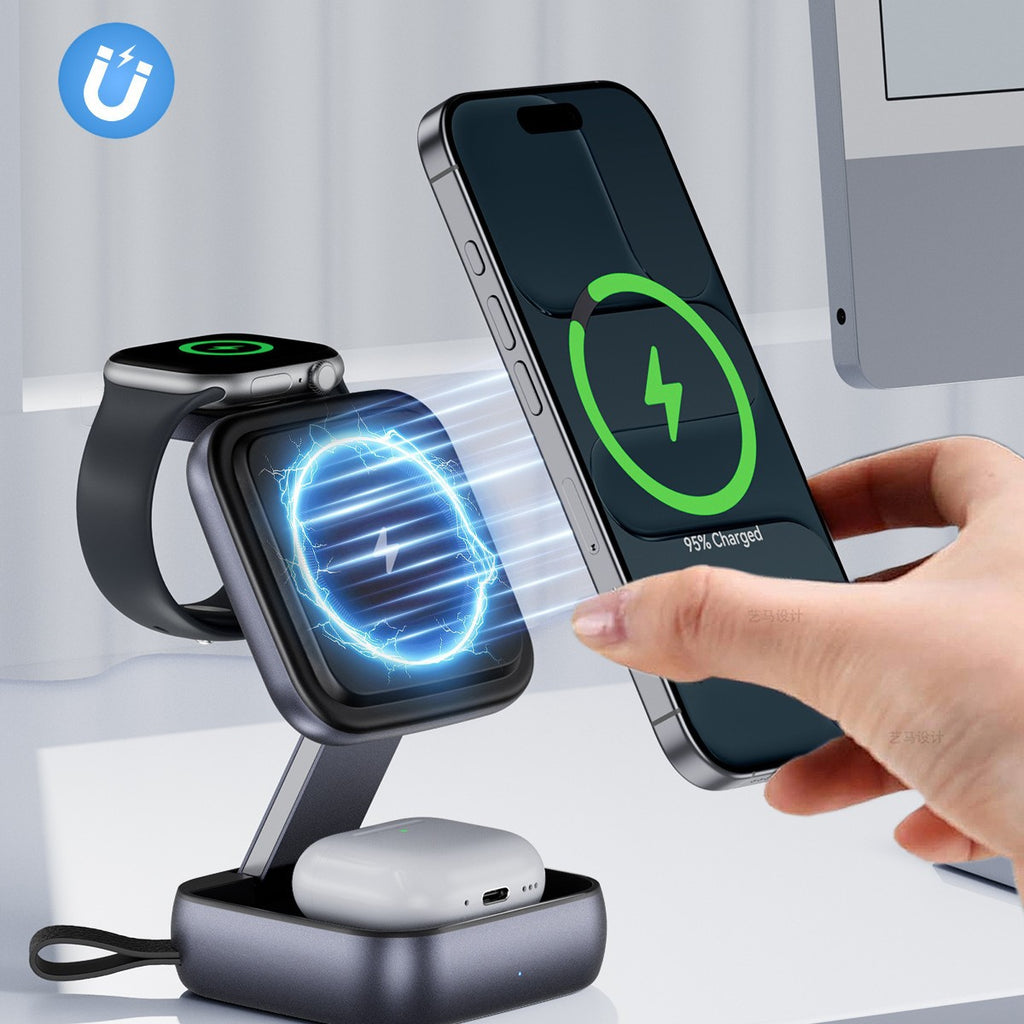 Desktop Multi-Function Folding Stand With Strong Magnetic Wireless Charger