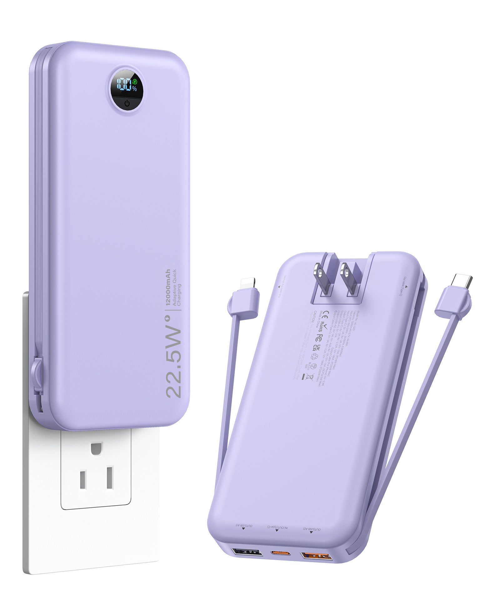 Plug-in Power Bank With Fast Charging And Cable