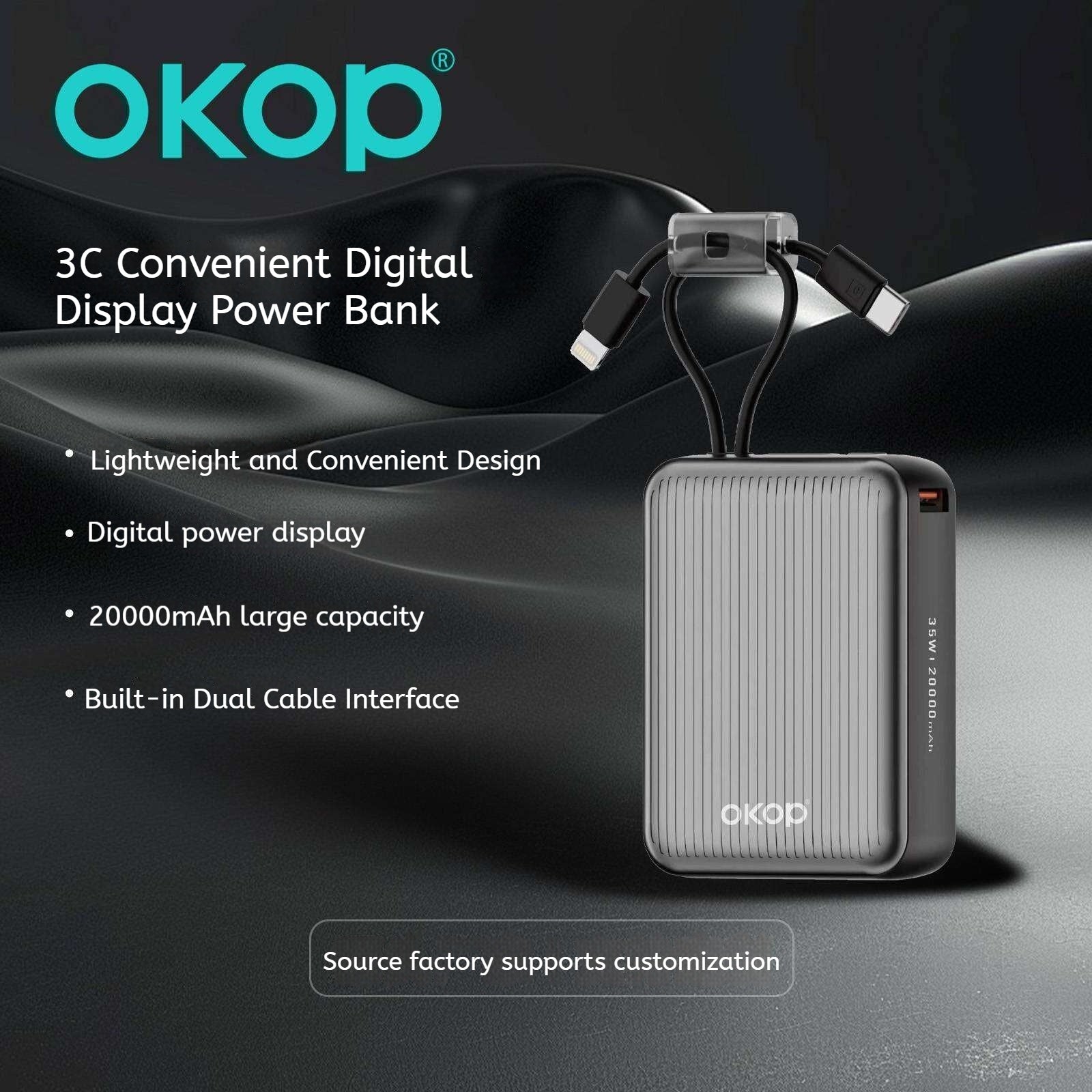 KP-724 20000mAh High-Capacity Power Bank With Digital Display Fast Charging 3C Certified Factory Stock Available