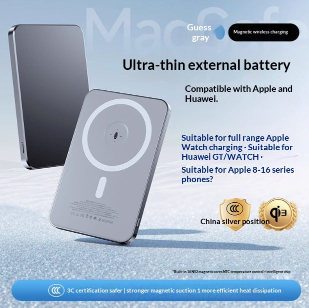 External Battery Magnetic Charging Power Bank Ultra Thin Compact Portable And High Capacity
