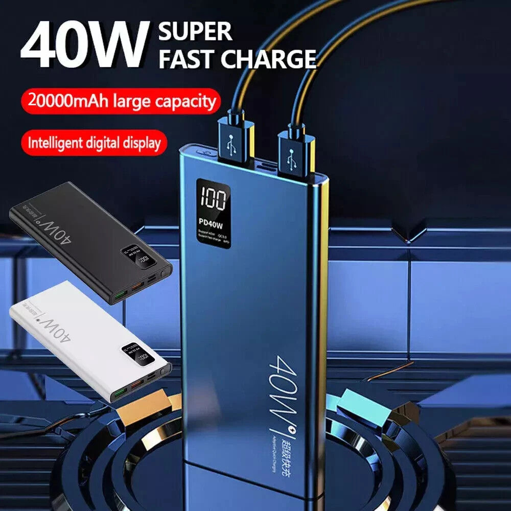 40W 20000mAh High-performance Power Bank, Ultra-fast Charging, Compatible With IPhone, Samsung, Huawei And Other Mobile Phones.