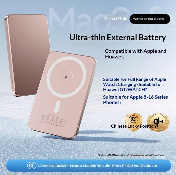 External Battery Magnetic Charging Power Bank Ultra Thin Compact Portable And High Capacity
