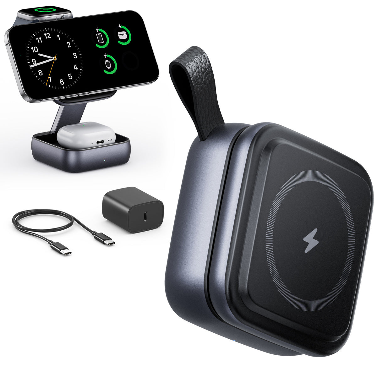 Desktop Multi-Function Folding Stand With Strong Magnetic Wireless Charger