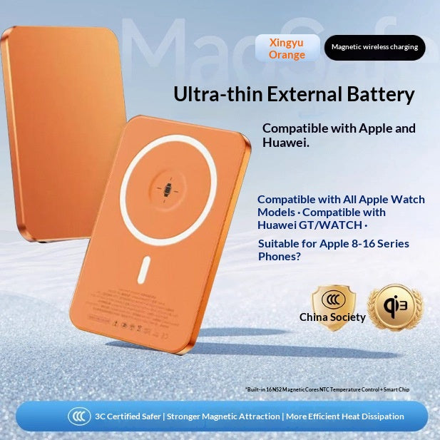 External Battery Magnetic Charging Power Bank Ultra Thin Compact Portable And High Capacity
