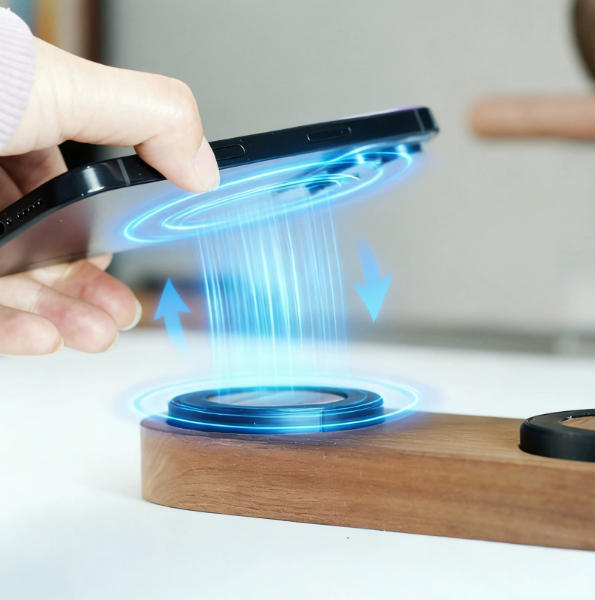 Solid Black Walnut Magnetic Wireless Fast Charger For Phones