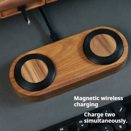 Solid Black Walnut Magnetic Wireless Fast Charger For Phones