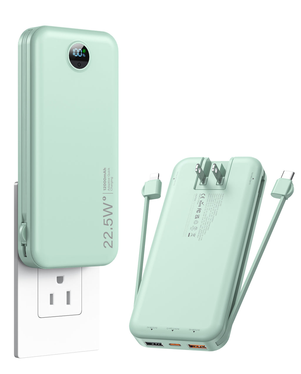 Plug-in Power Bank With Fast Charging And Cable