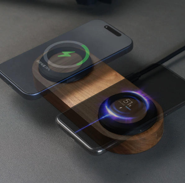 Solid Black Walnut Magnetic Wireless Fast Charger For Phones