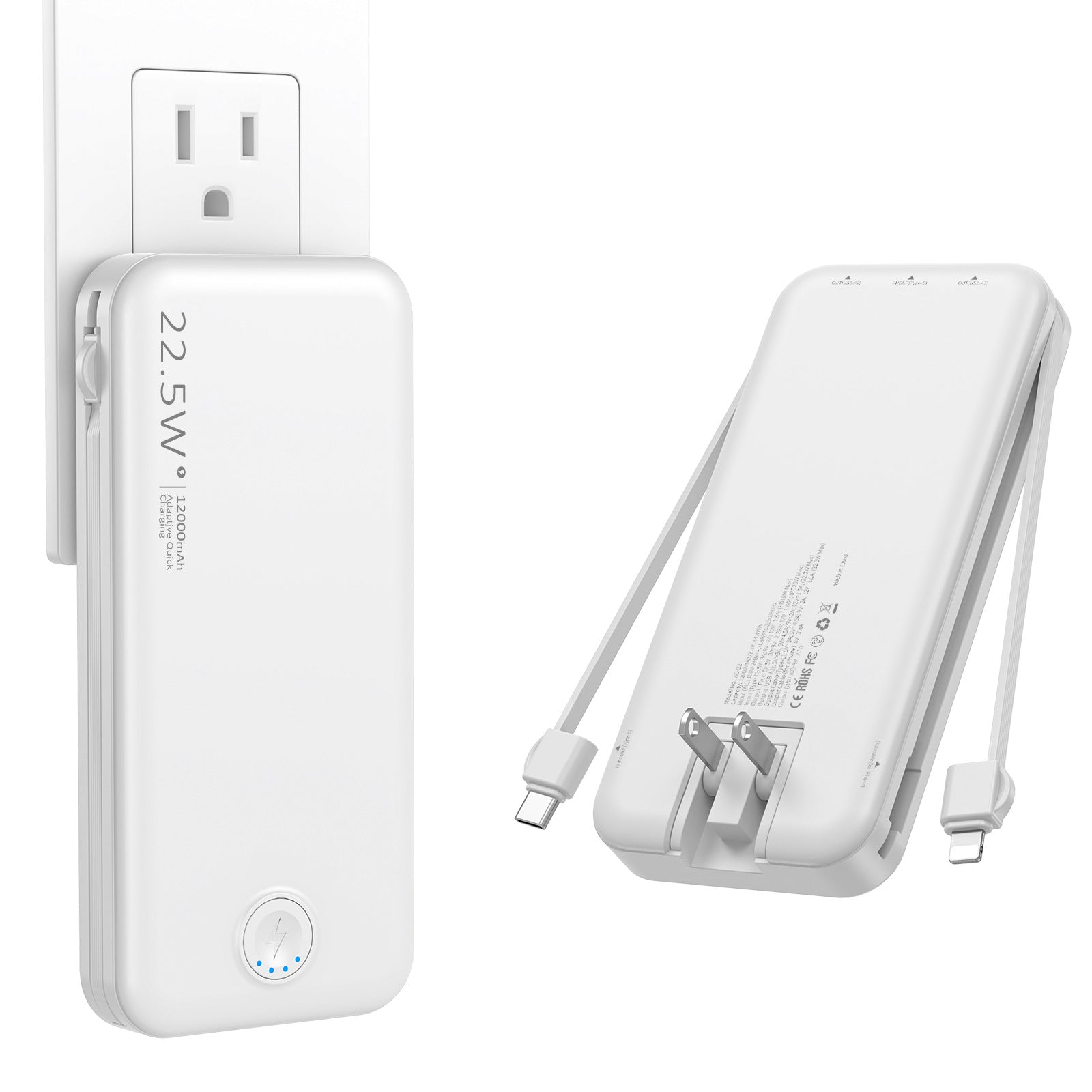 Plug-in Power Bank With Fast Charging And Cable