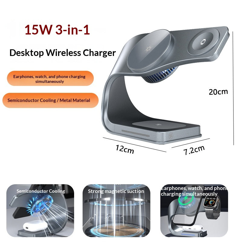 15W Fast Magnetic Wireless Charger - Metal Body