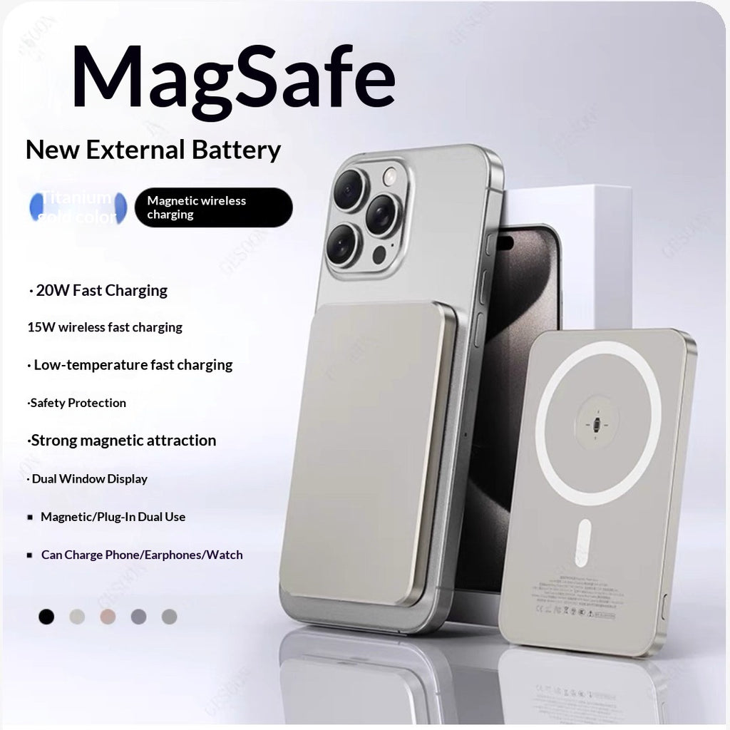 External Battery Magnetic Charging Power Bank Ultra Thin Compact Portable And High Capacity