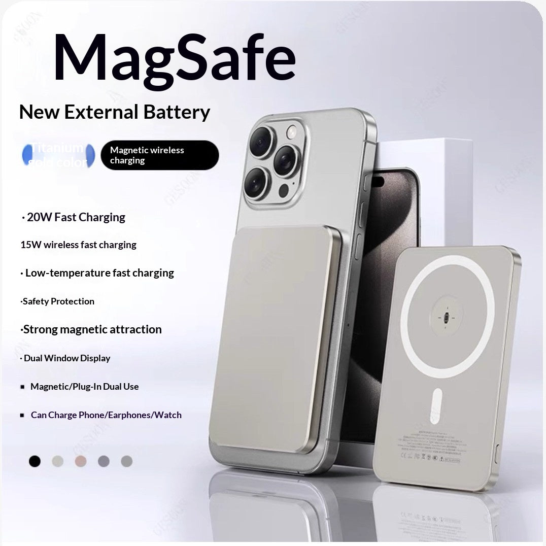 External Battery Magnetic Charging Power Bank Ultra Thin Compact Portable And High Capacity