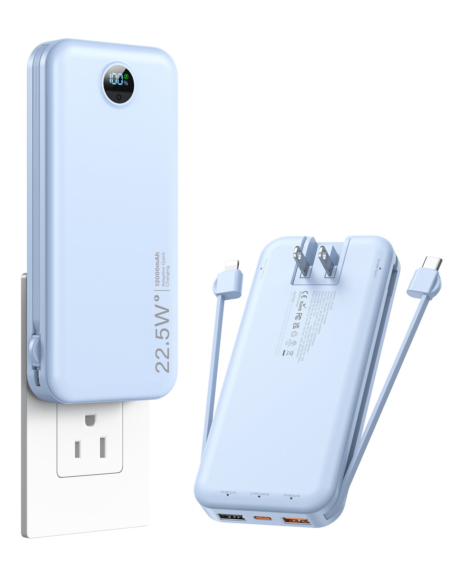 Plug-in Power Bank With Fast Charging And Cable