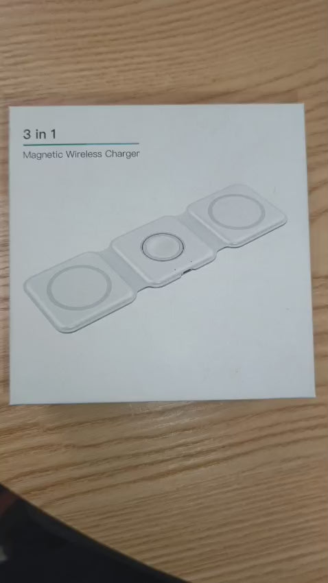3 in 1 15W Fast Magnetic Wireless Charging Pad for iPhone, AirPods & Smartwatch