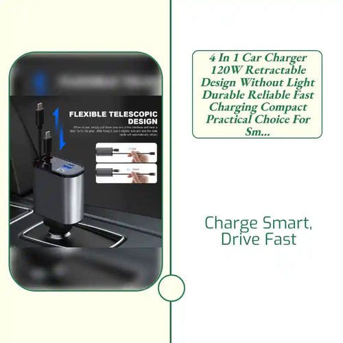 4 In 1 Car Charger 120W Retractable Design Without Light Durable Reliable Fast Charging Compact Practical Choice For Smartphones And Gadgets by@Outfy
