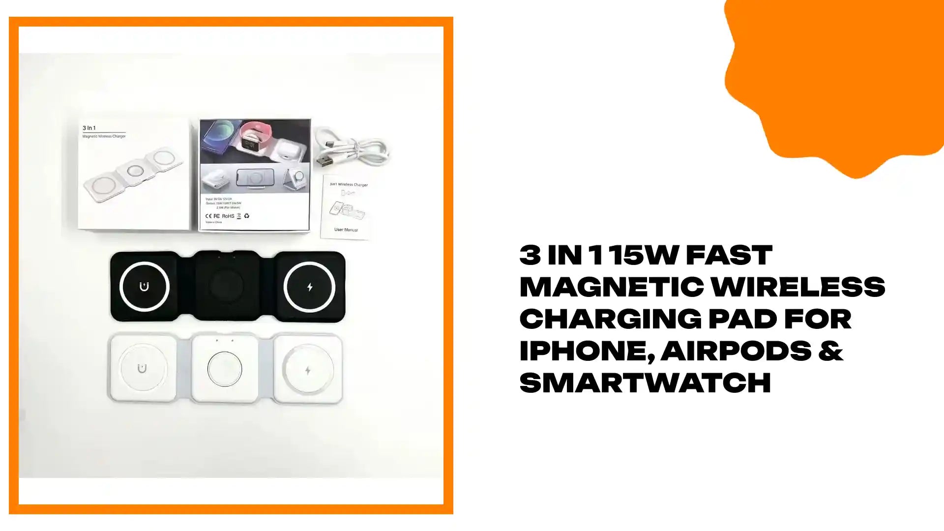 3 in 1 15W Fast Magnetic Wireless Charging Pad for iPhone, AirPods &amp; Smartwatch by@Outfy